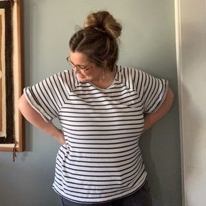 Black & White Striped Terry Tee, Old Navy Size XXL